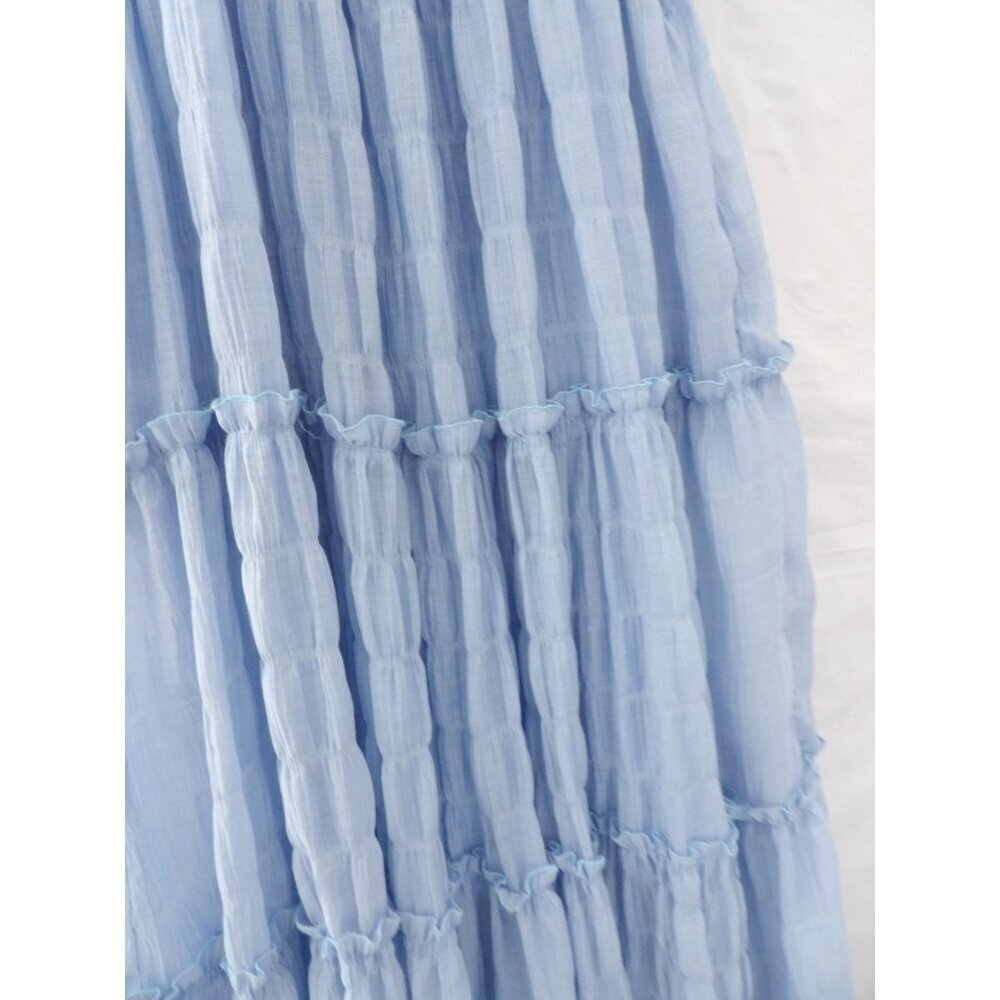 On and Off the Shoulder Kendal Maxi Dress with Ruffled Tiers in Blue | Large - Picture 7 of 13